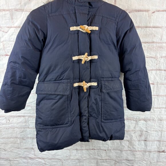 Crewcuts Girls 6 / 7 Blue Down Filled Toggle Faux Fur Hooded Winter Jacket - Picture 3 of 10